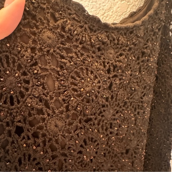 INC International Concepts Brown Crochet Beaded Tank Top 2X Wool Blend Classic - Picture 2 of 8